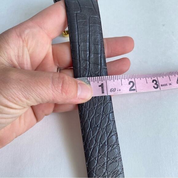 Gray Leather Mens Dress Belt Moc Croc Reptile Print Crocodile Embossed Size 52 - Picture 7 of 8
